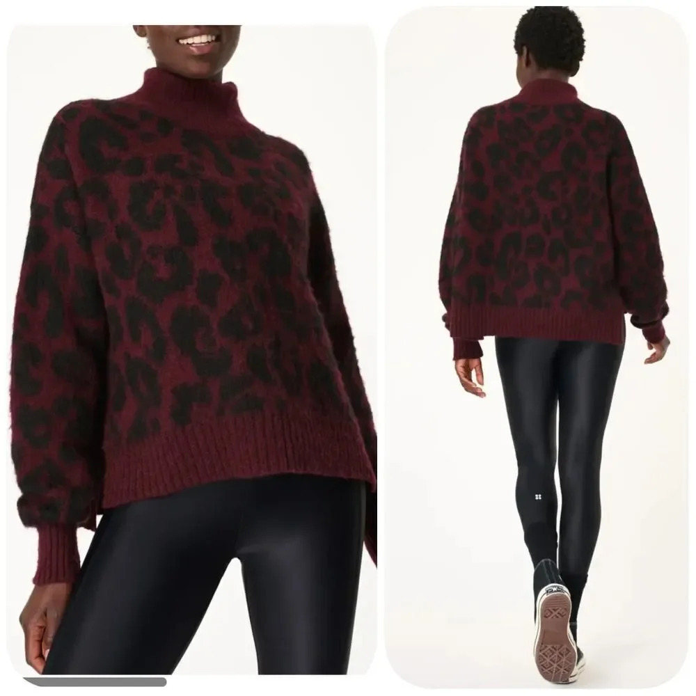 SWEATY Betty Animal Jacquard Turtleneck Sweater